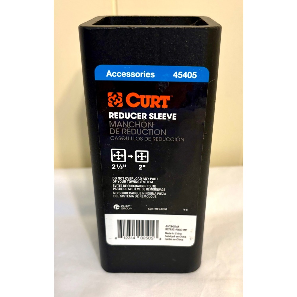 CURT 45405 Reducer Sleeve 2-1/2" to 2" Hitch Receiver Adapter Black Steel